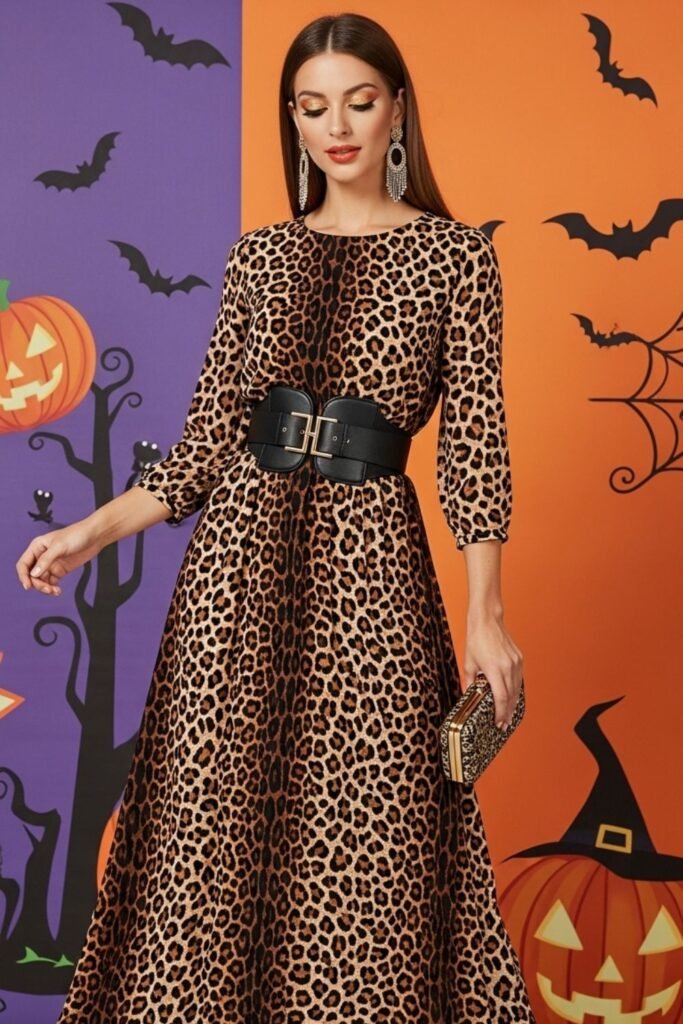 Leopard Maxi Dress With Statement Belt