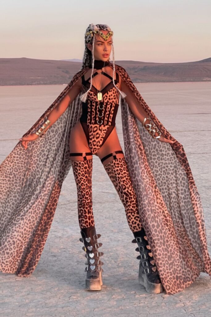 Leopard Print Cape With Bodysuit