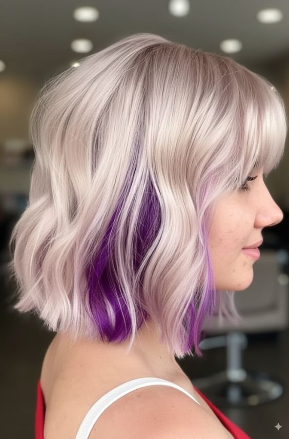 Lilac + Buttercream Peekaboo on Platinum Hair
