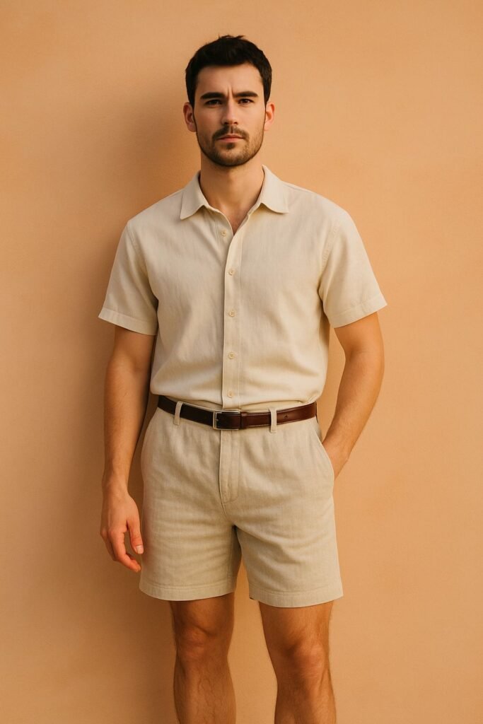Linen Jorts + Tucked Shirt