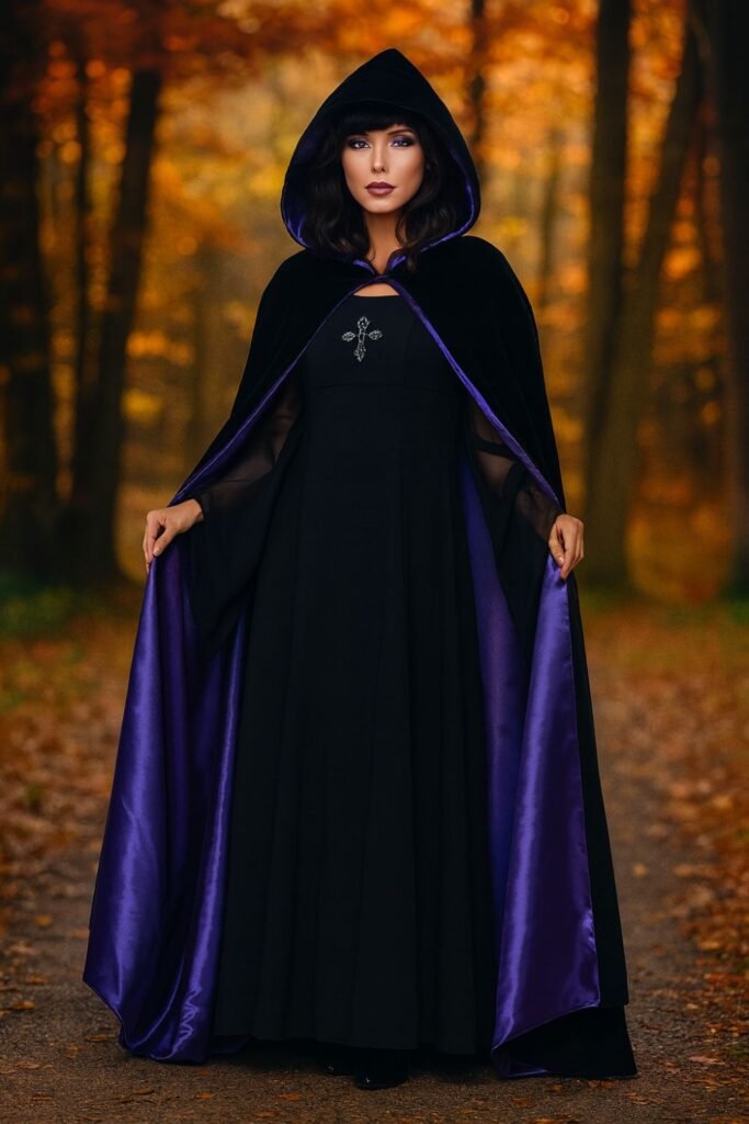 Long Cape With Satin Dress