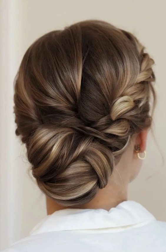 Low Classy Chignon With A Twist Braid