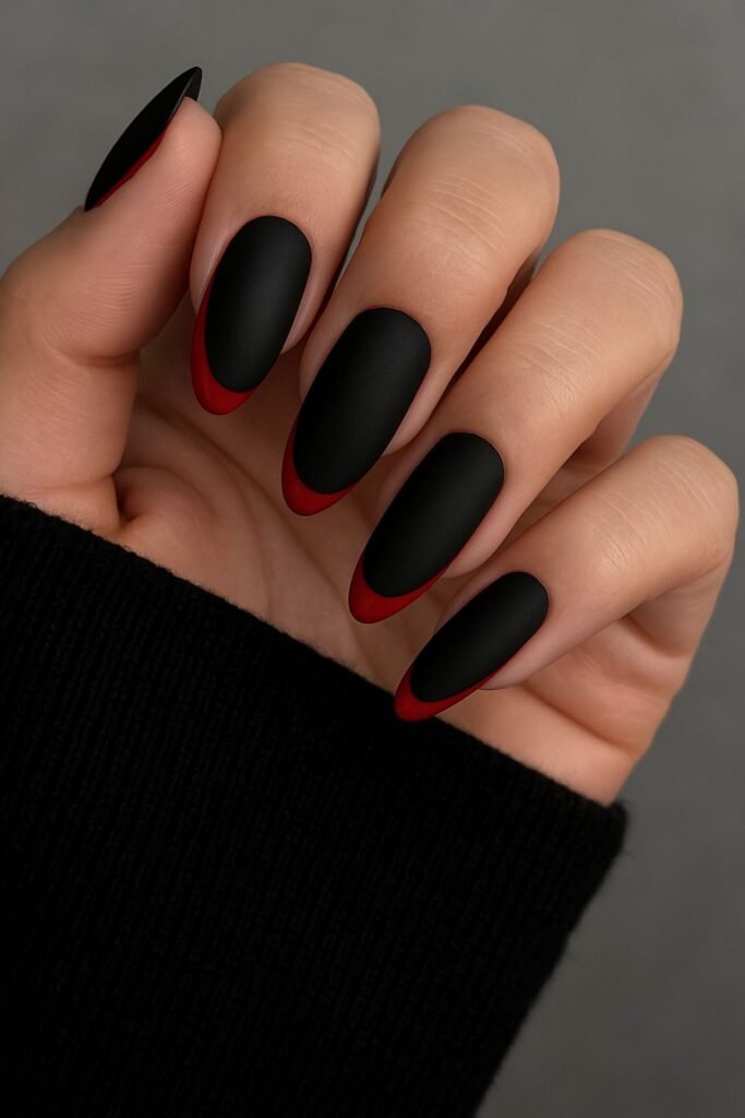 Matte Black With Glossy Red Accents