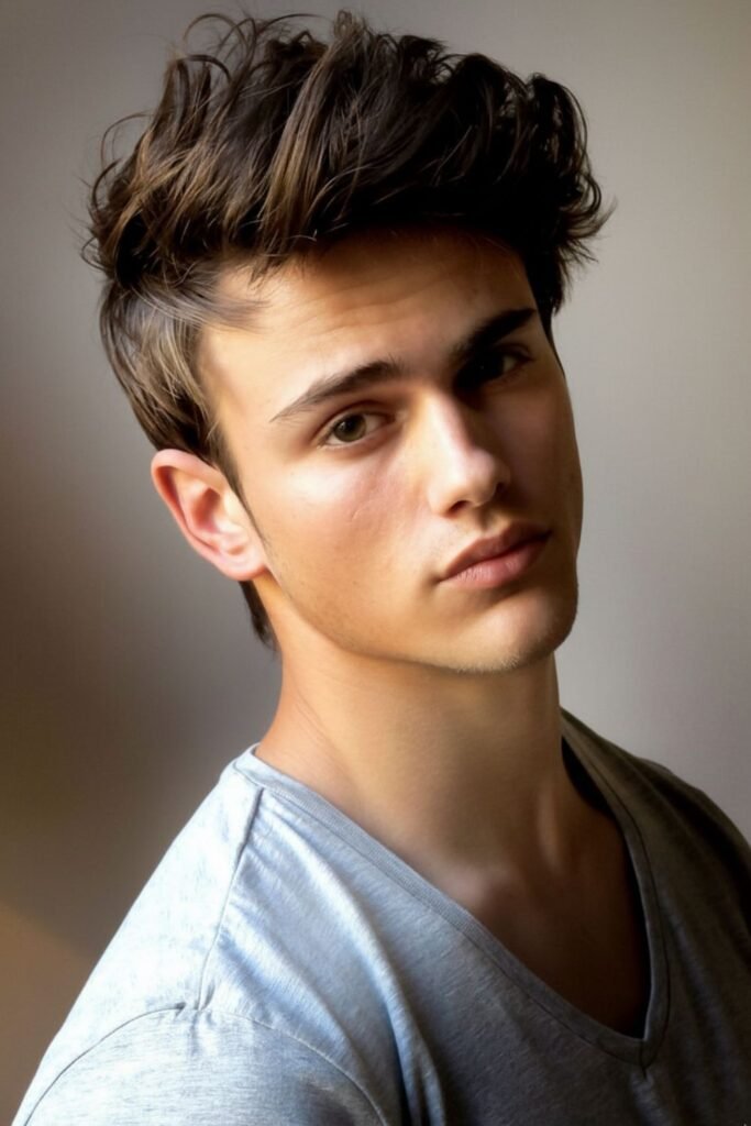 Medium Ash Brown Hair for Men with Quiff