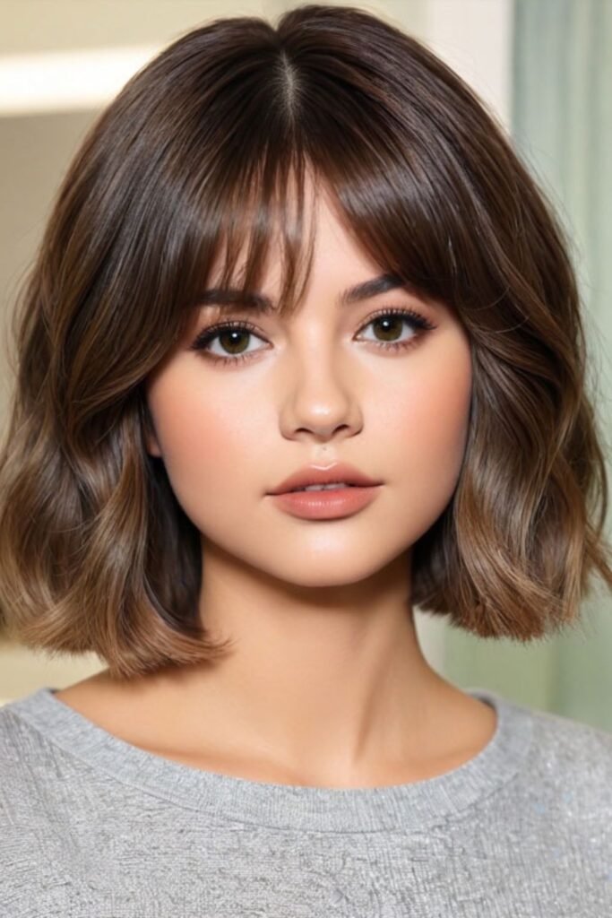 Medium Stacked Bob Haircut with Wispy Layers