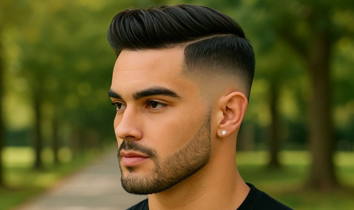 mens comb over fade