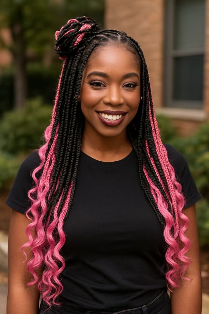Pink Peekaboo Braids with Curls