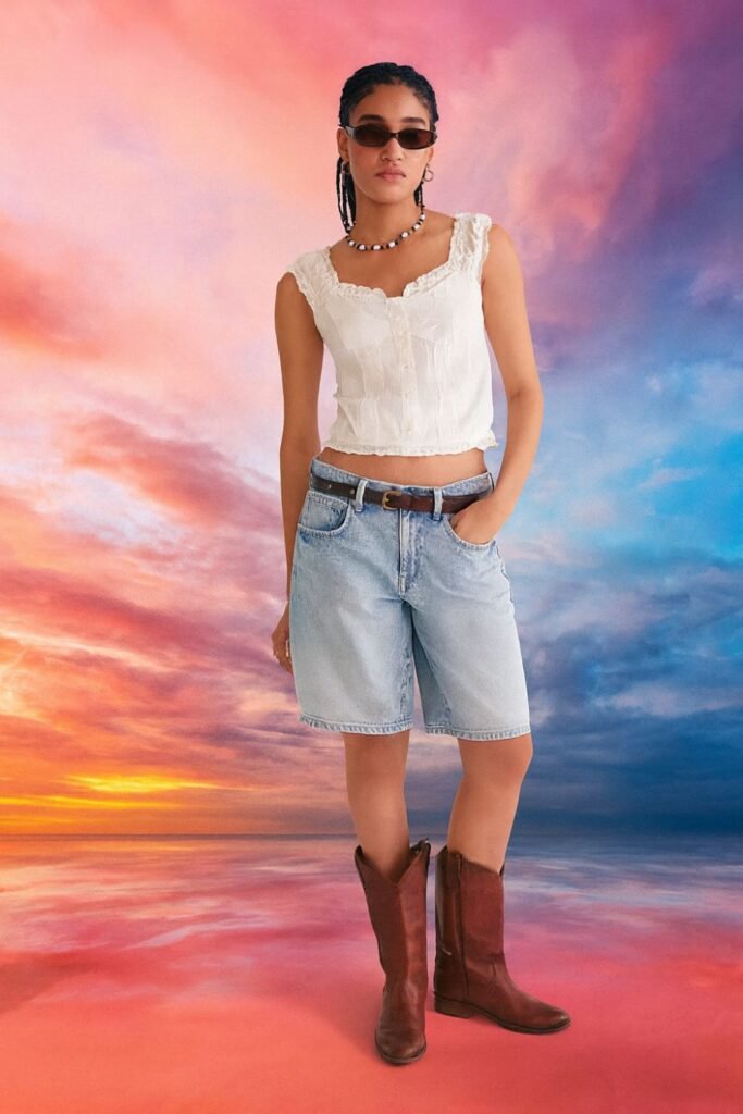 Pleated V-Neck Peasant Top