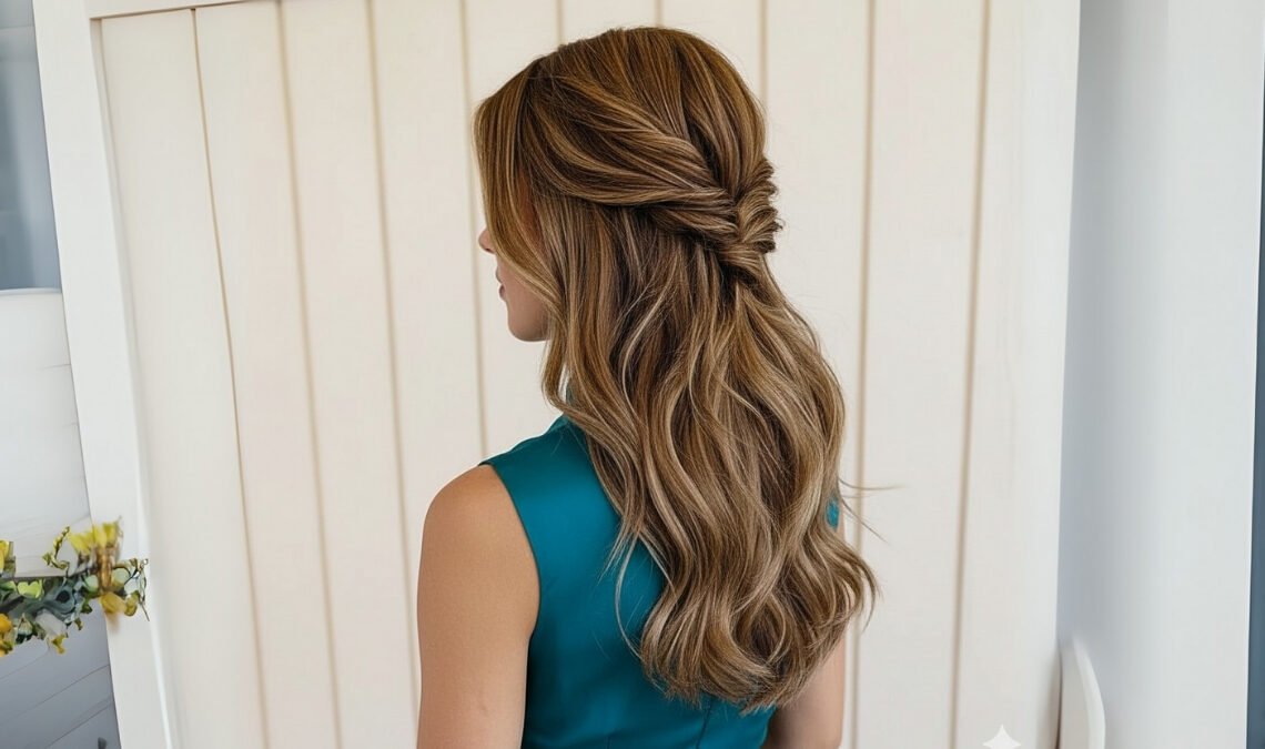 Prom hairstyle half up and half down