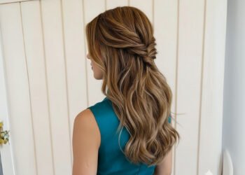 Prom hairstyle half up and half down