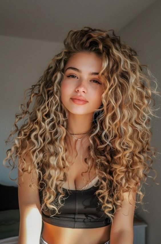 Radiant Honey Blonde Curls