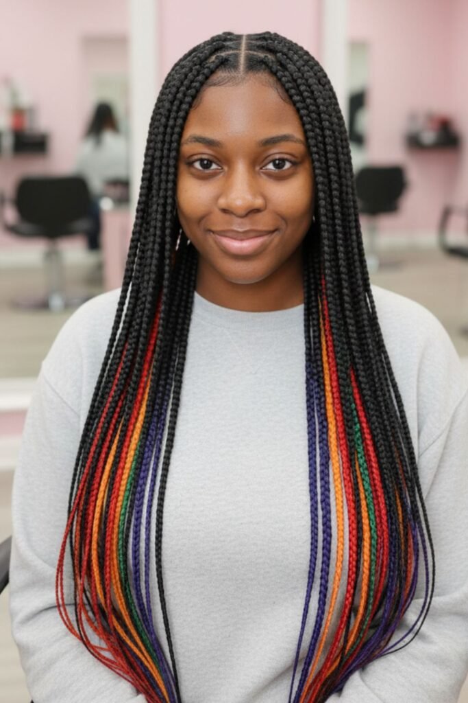 Rainbow Peekaboo Braids