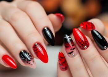 Red And Black Halloween Nails