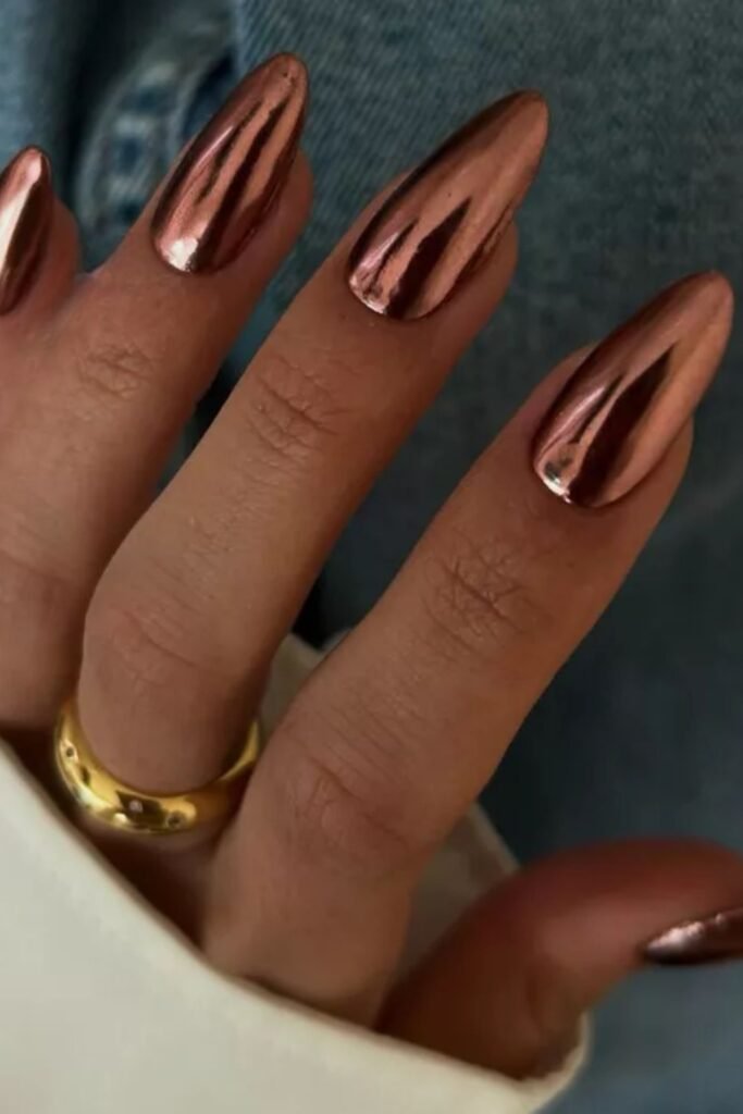 Rose Gold Chrome Nails