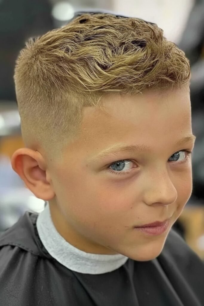 Short Messy Crew Cut With Mid Skin Fade