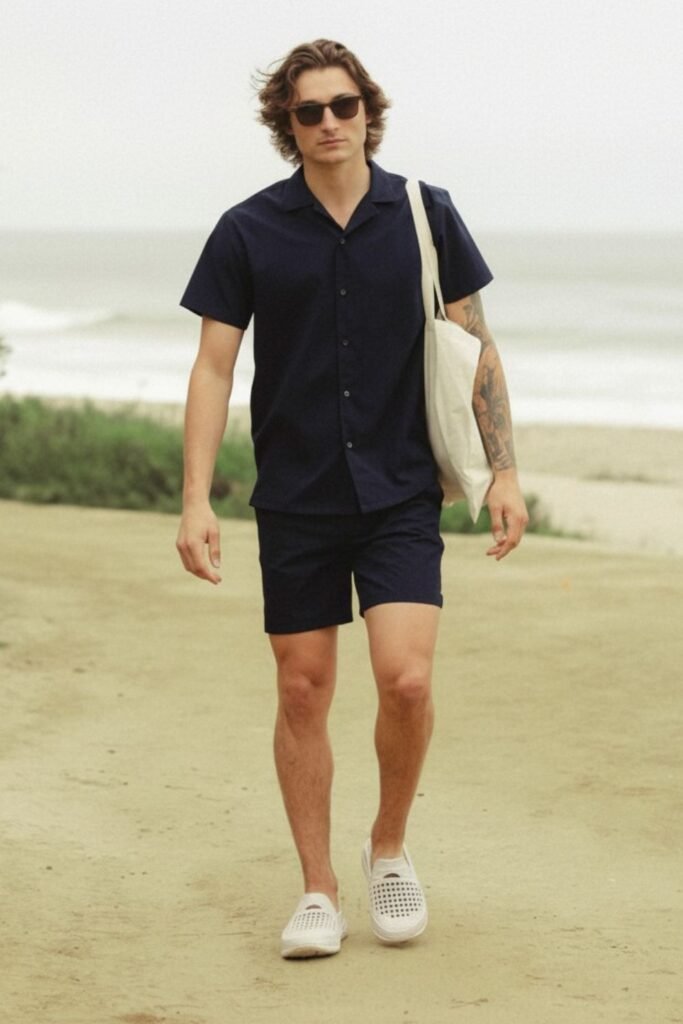 Short-Sleeve Knit Polo + Seersucker Shorts