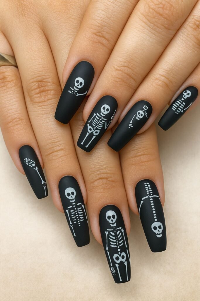 Skeleton Silhouette Nails