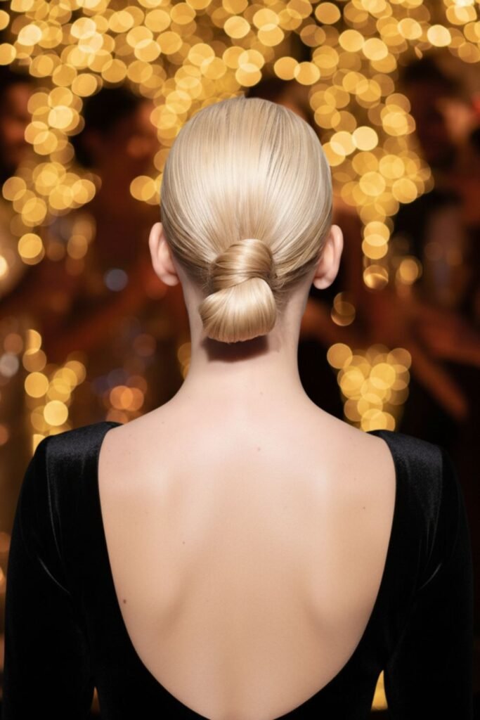 Sleek Low Loop with Side Bangs