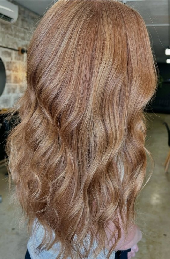 Soft Copper Strawberry Blonde Waves