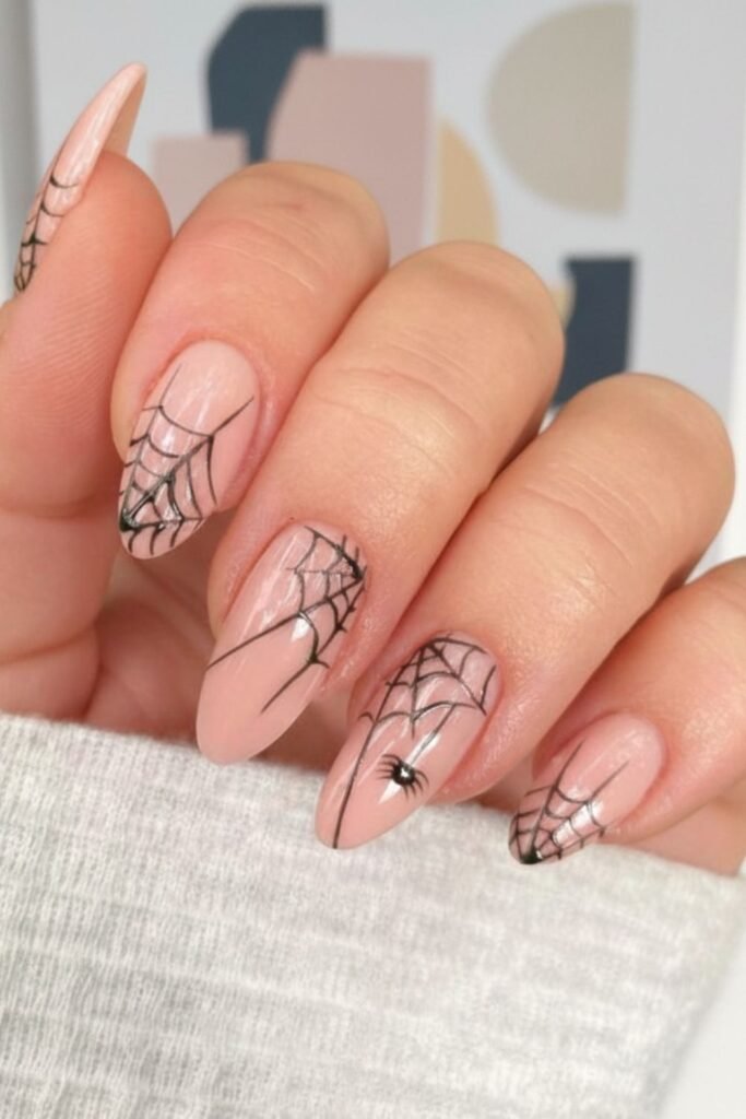 Spider Web French Tips