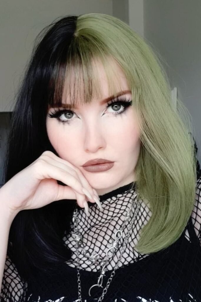 Split Dye Bob with Bold Bangs