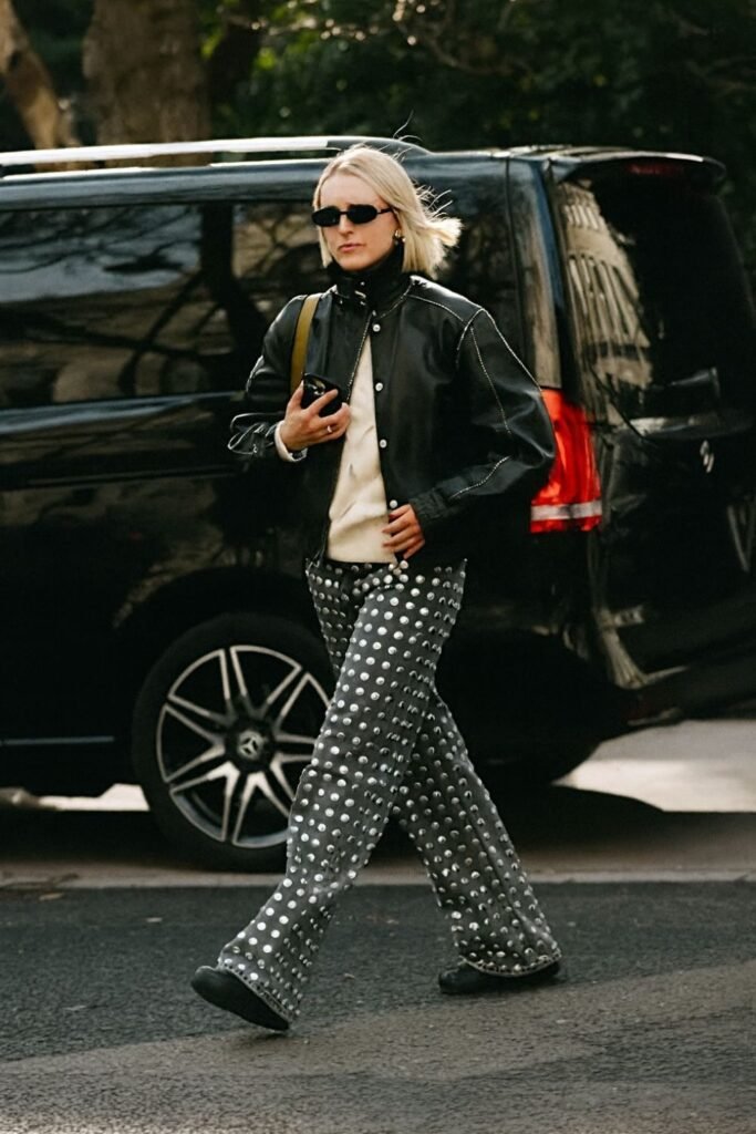 Studded Denim + Leather Bomber