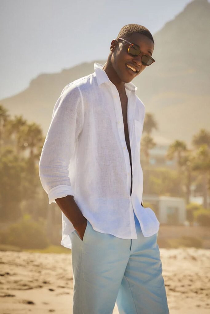 Terry Cloth Button-Down + Linen Trousers