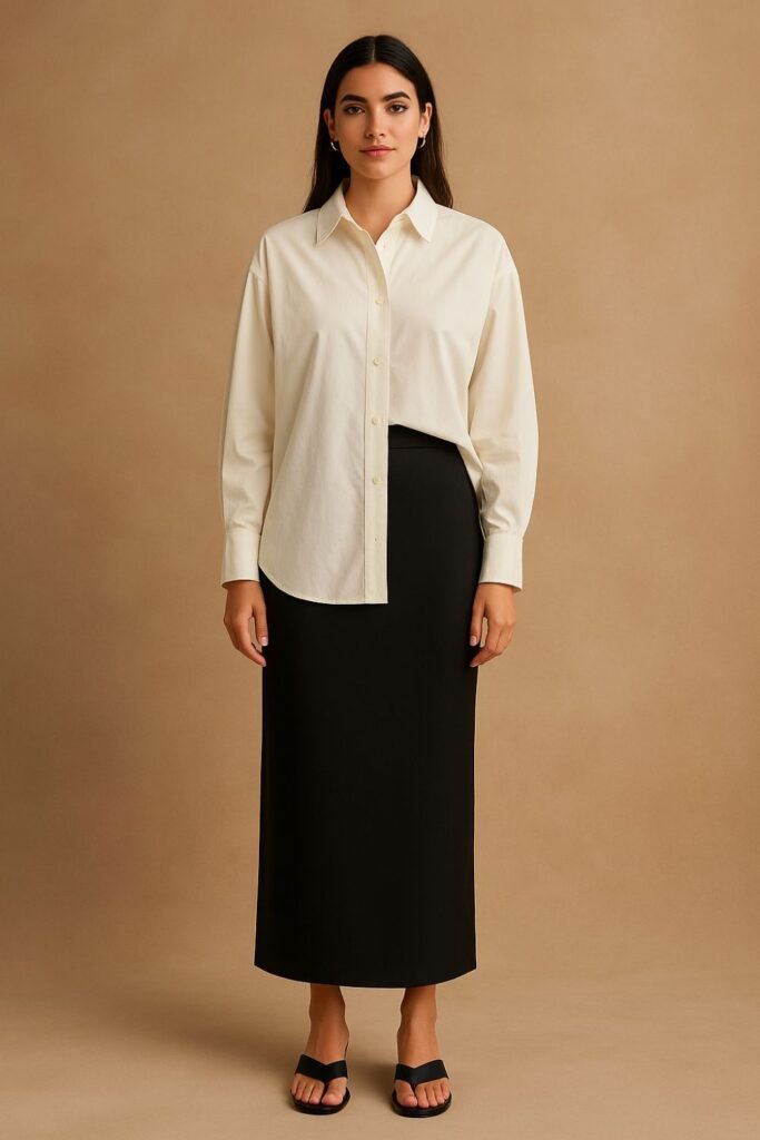 The Oversized Poplin Shirt With A Sleek Maxi Skirt