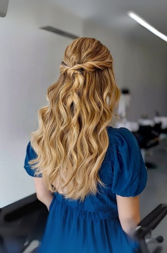 Twisted Half-Down Style With Loose Curls