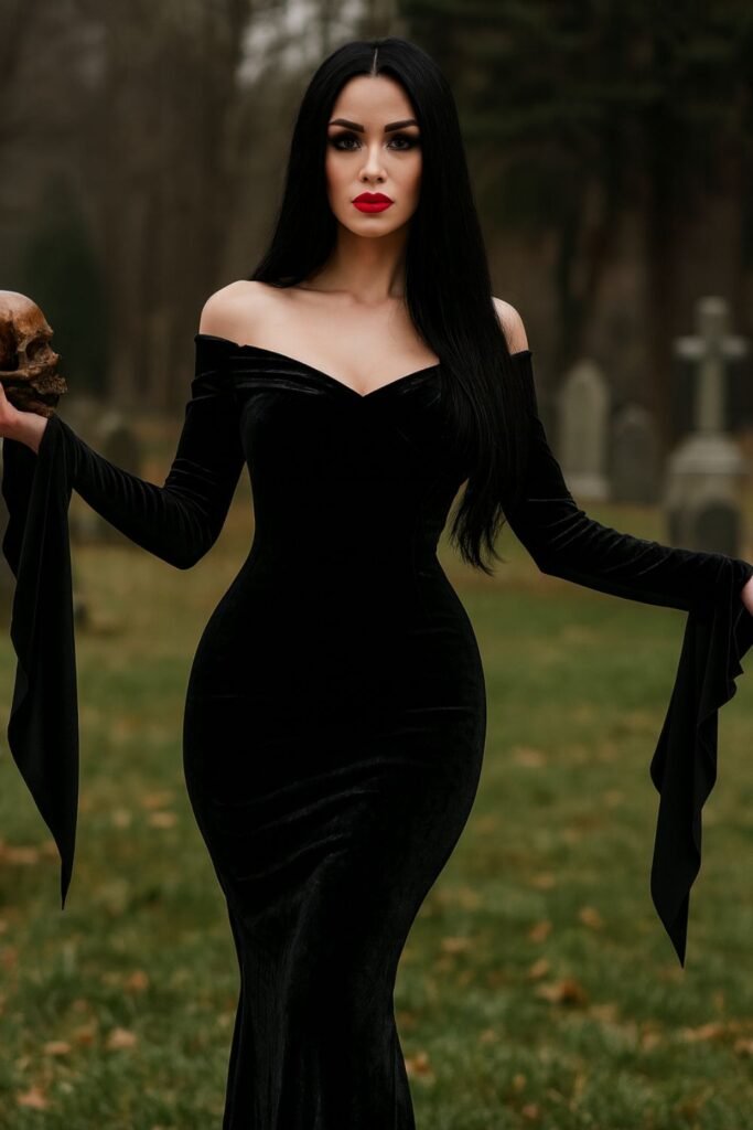 Velvet Off-Shoulder Gown