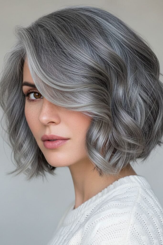 Wavy Grey Bob