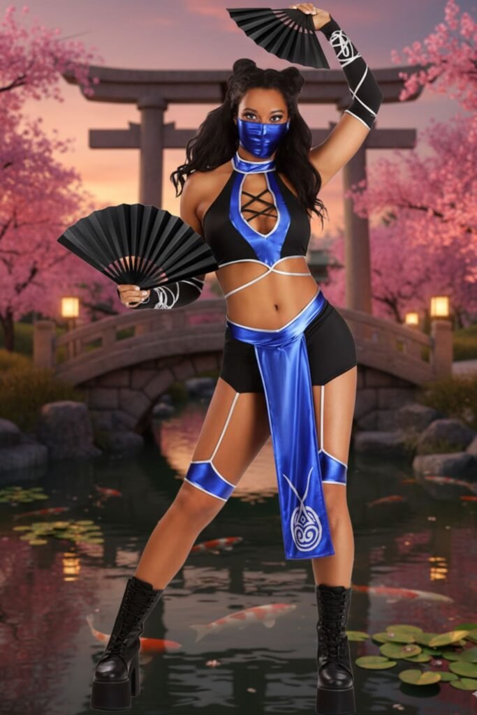 Women's Sexy Blue Mortal Ninja Costume