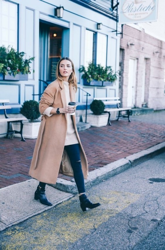 Wool Coat and Knit Sweater