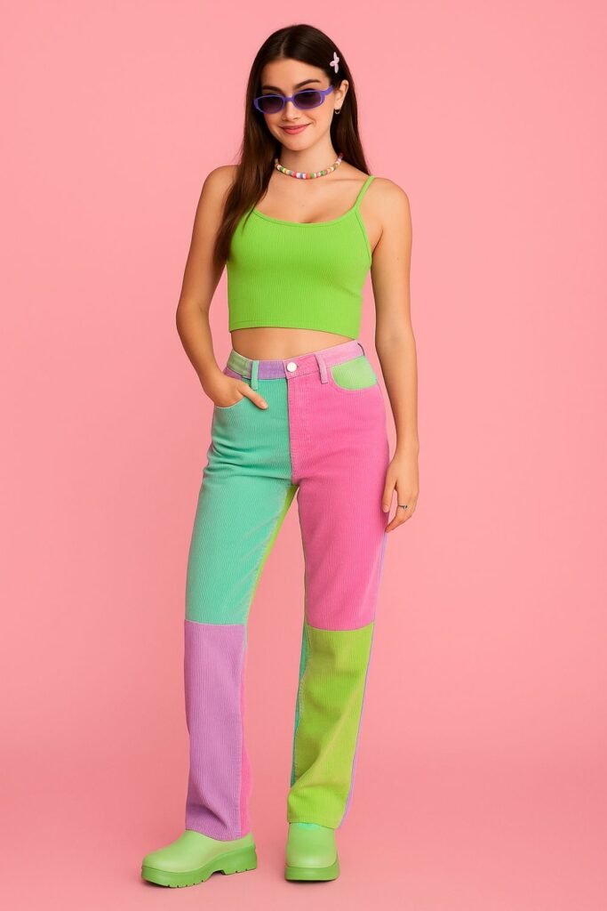 Y2K Colorful Corduroy Jeans