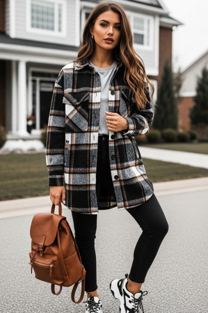 AUTOMET Casual Plaid Shacket