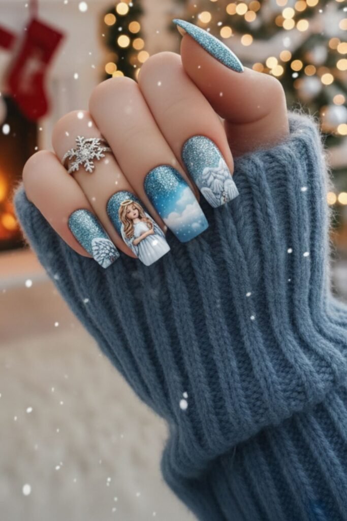 Angelic Glitter Nails