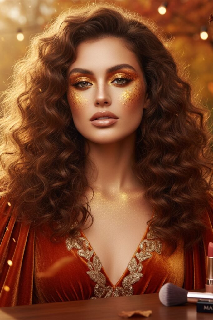 Autumn Goddess Gold Shimmer Look