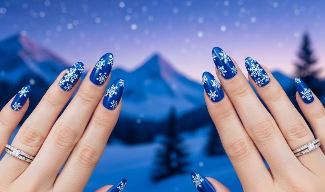 Blue Christmas Nails