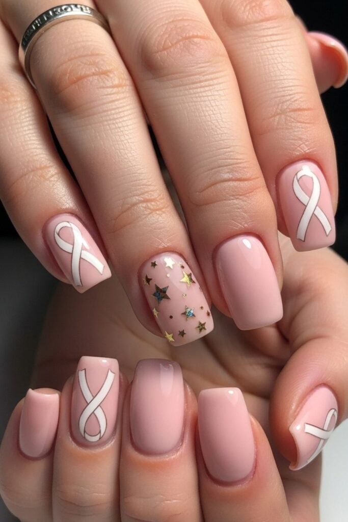 Blush Pink With Ribbon And Tiny Stars