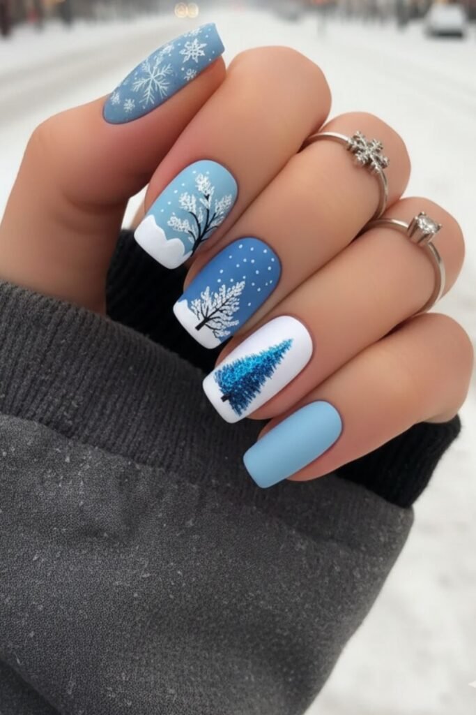 Bright Christmas Tree Nails