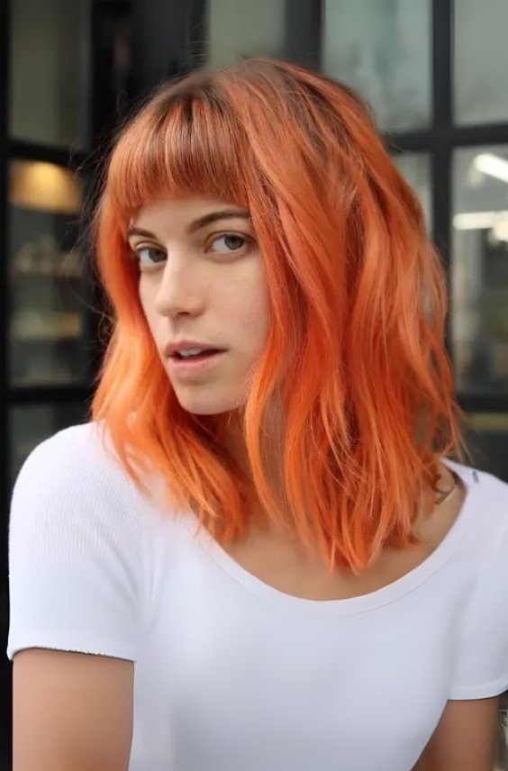 Burnt Orange Lob with Soft Layers
