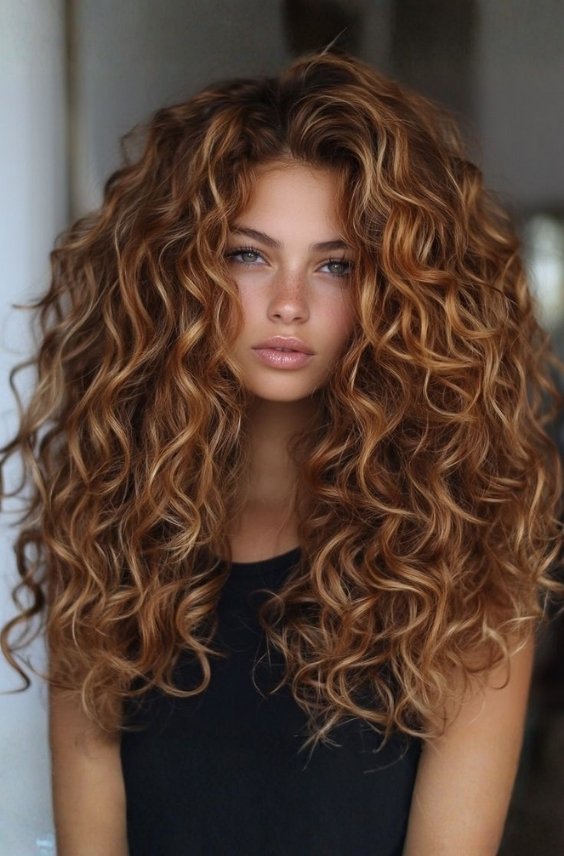 Cinnamon Hair with Voluminous Curls