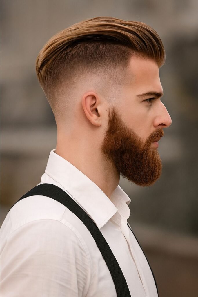 Classic Full Beard with Tapered Sideburns