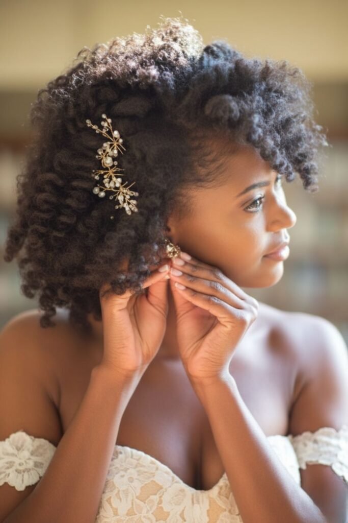 Curly Afro with Gold Accessories