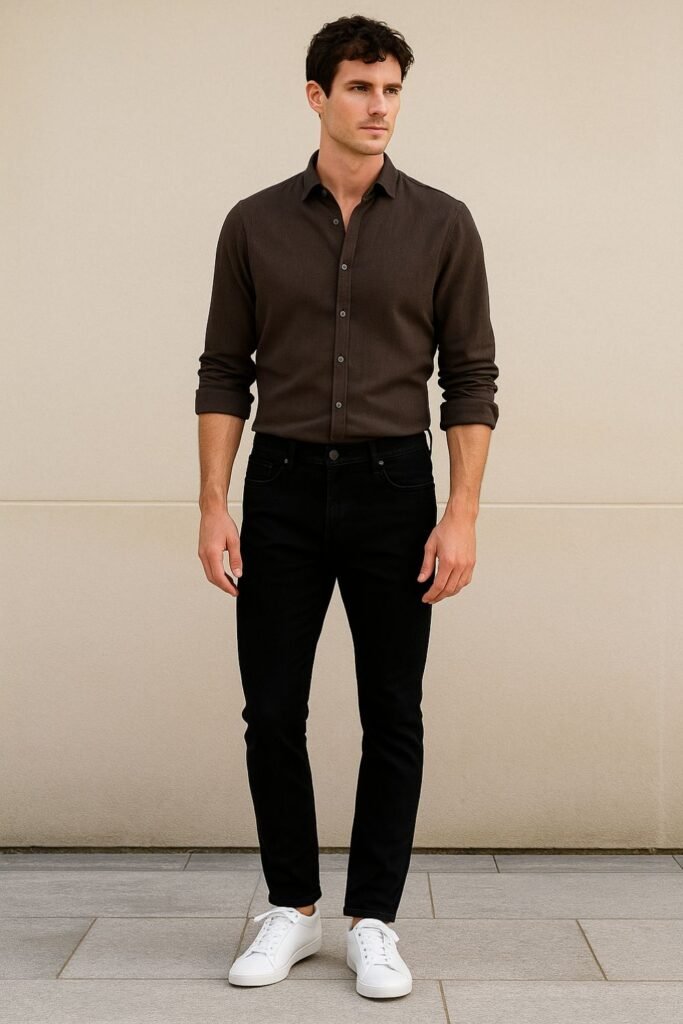 Dark Espresso Shirt with Black Jeans