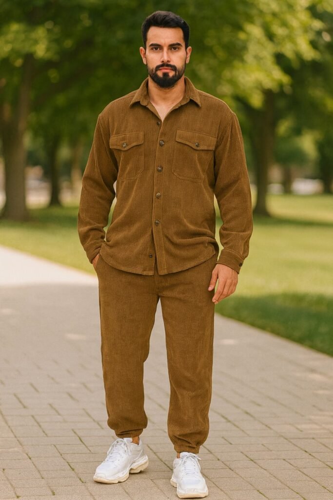 Espresso Corduroy Shirt with Joggers