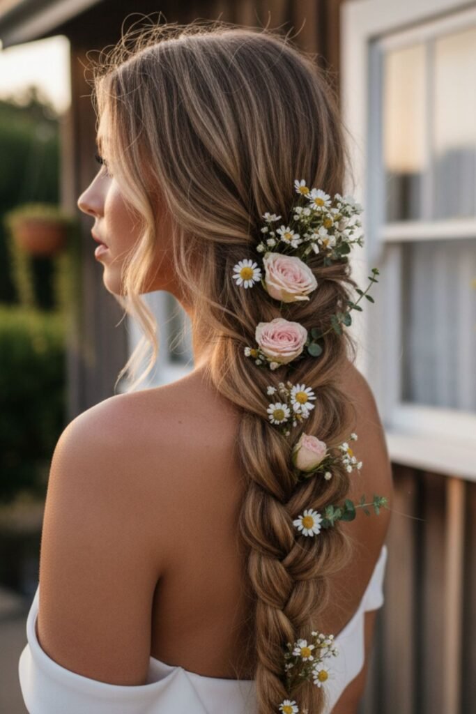 Fishtail Braid with Fresh Blooms