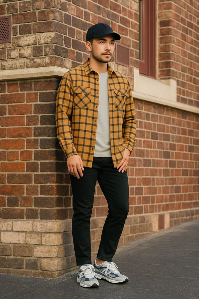 Flannel Coffee Shirt with Black Jeans