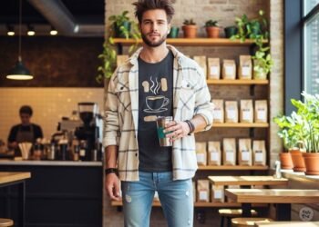 Gen Z Coffee Color Shirt Outfits for Men