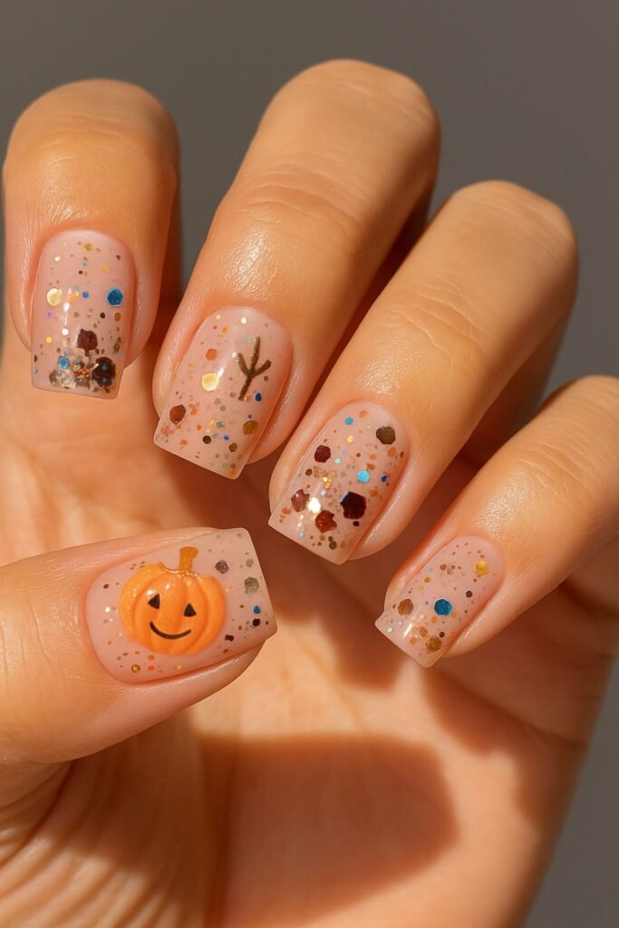 Glistening Pumpkin Nails